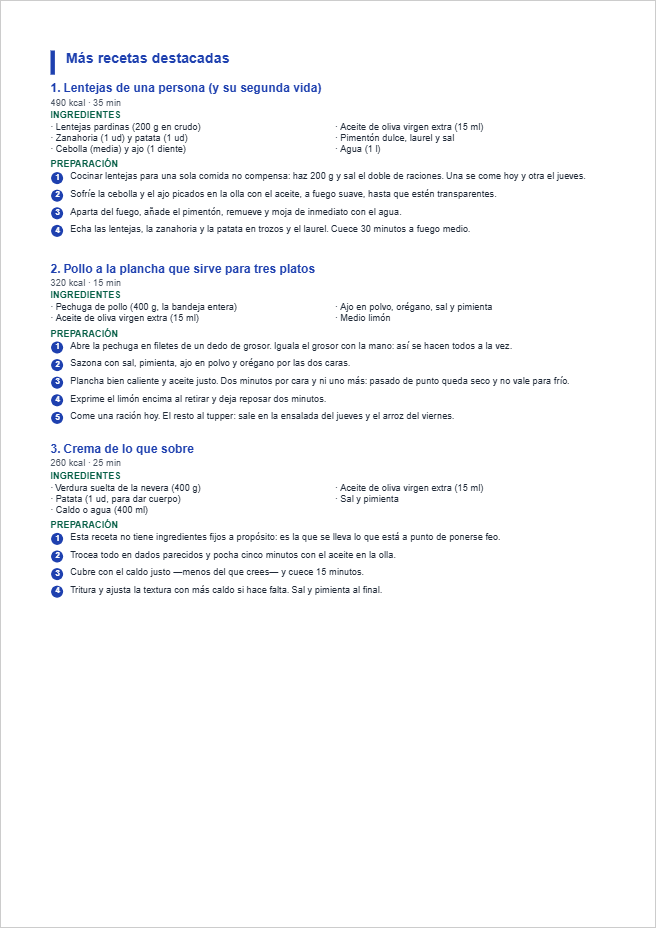 Página con recetas paso a paso